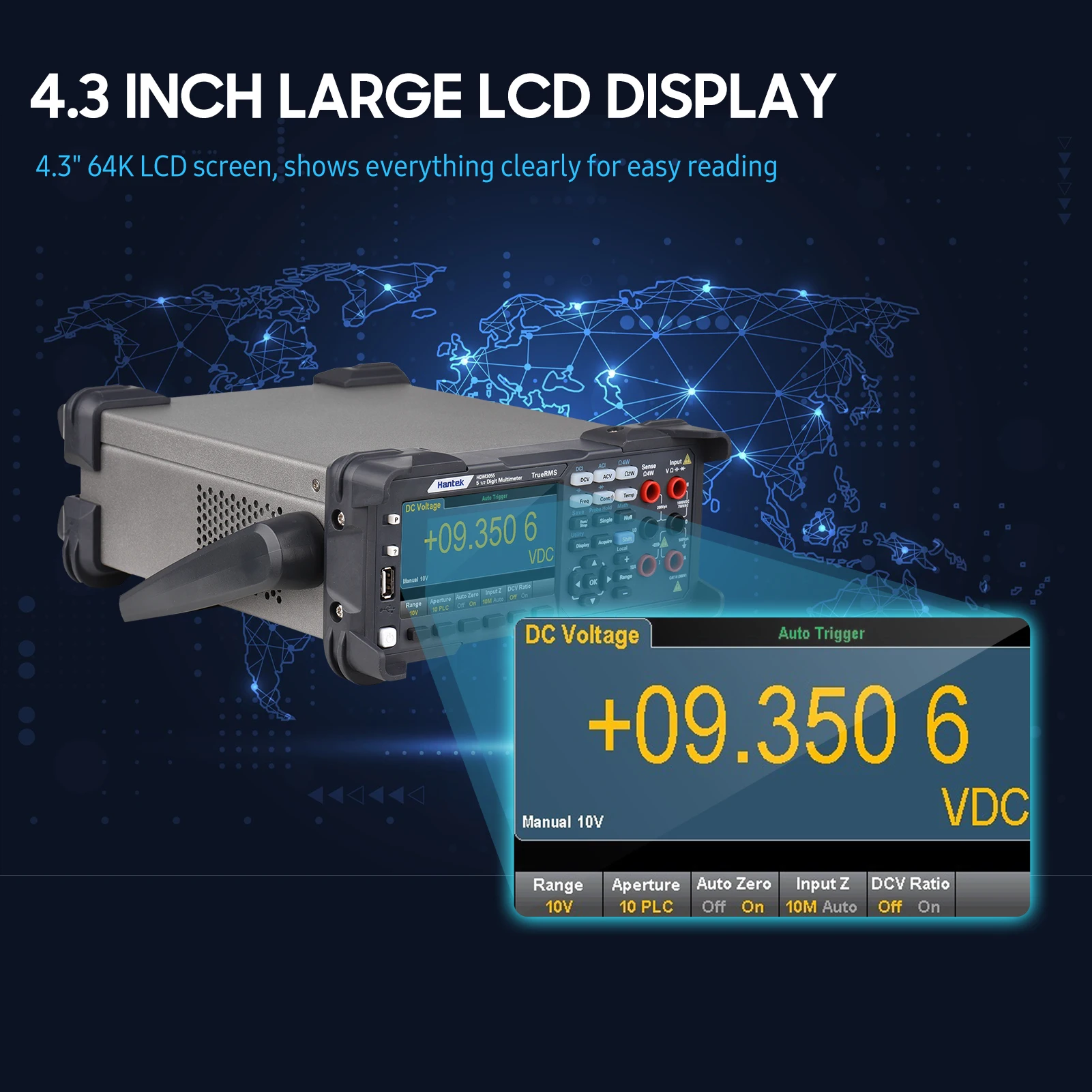 مقياس متعدد رقمي لسطح المكتب HDM3055 عالي الدقة 5 1/2 30 kS/s الحصول على البيانات مقياس احترافي لدرجة الحرارة RMS