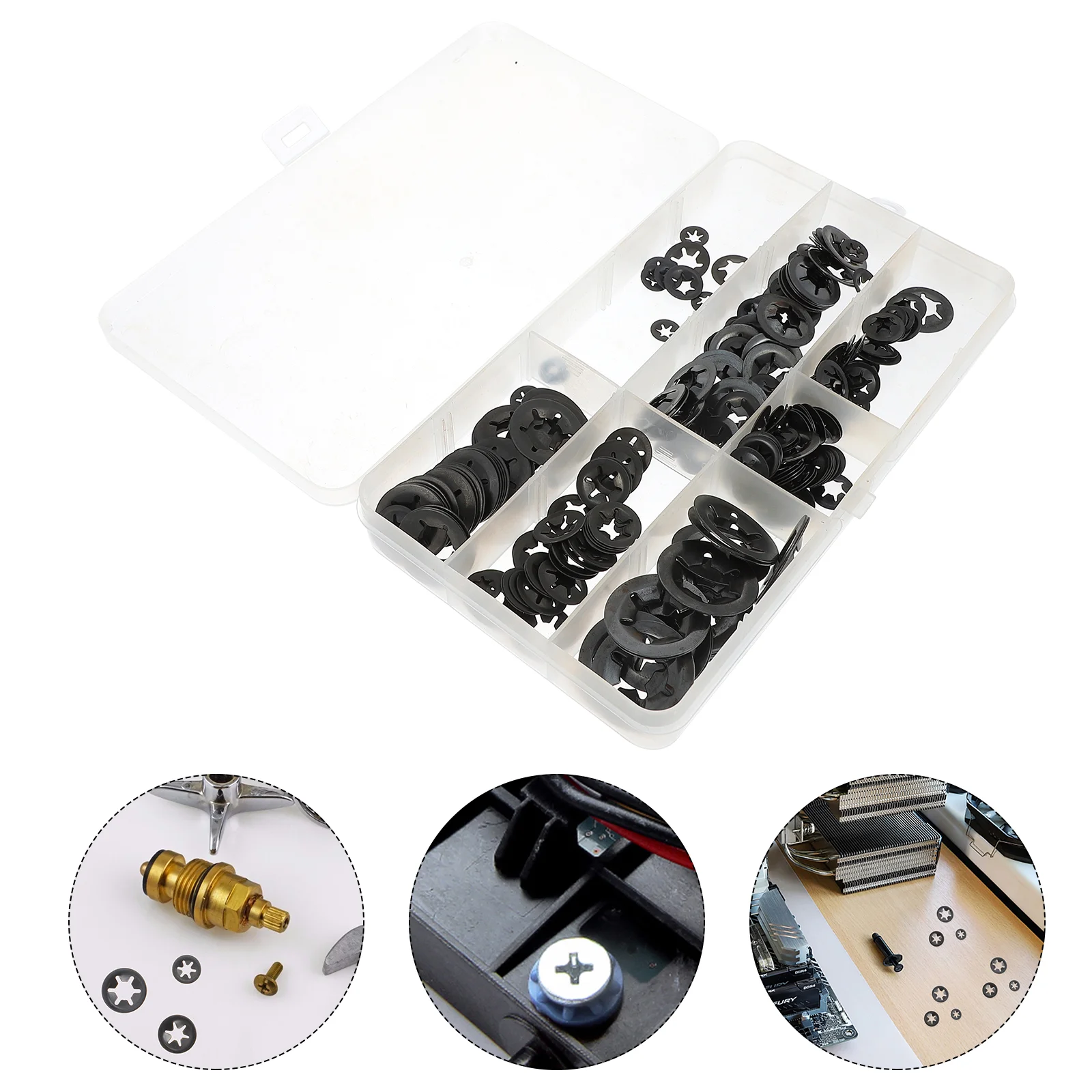 

260 Pcs Hole Washer Locking Fastener Push-on Washers Internal Tooth Clips Speeds Fasteners Quick