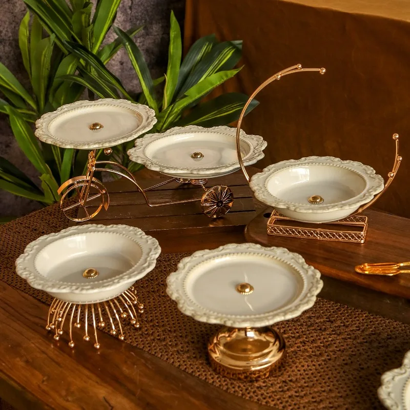 

Роскошная керамическая тарелка для десертов, подставка для димсамов, декор для гостиной, подставка для закусок, фруктов, тортов, конфет, домашний декор