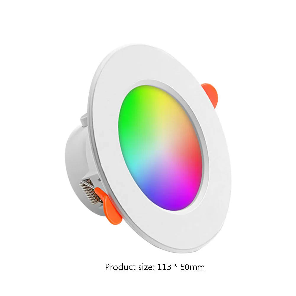 10W RGB Smart Spotlight Bluetooth-Compatible Round Panel Light 2700K-6500K Recessed Down Light for Living Room Bedroom Decor