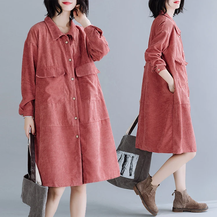 เสื้อโค้ทกำมะหยี่สไตล์เรโทรสำหรับผู้หญิง ทรงหลวม ยาวปานกลาง แฟชั่นฤดูใบไม้ร่วงและฤดูหนาว สไตล์เกาหลี ลำลอง ปกเสื้อแบบเดี่ยว...