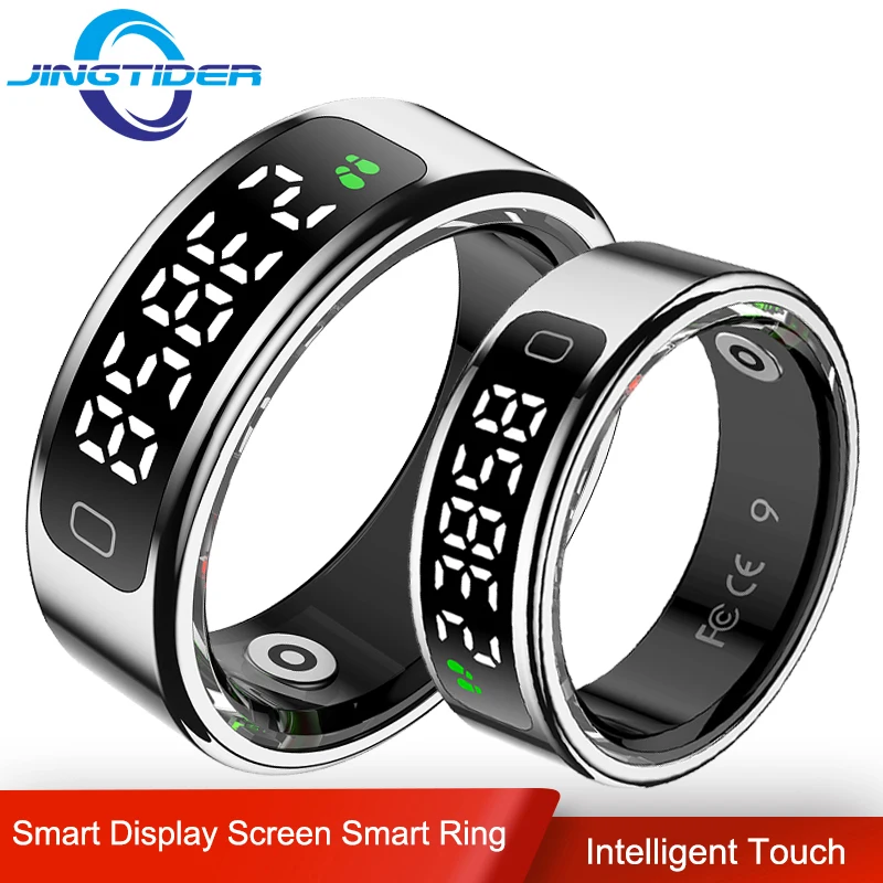 R11C Smart Ring Intelligent Touch Smart Display Screen 1ATM Waterproof Fitness Tracker Men Women Finger Ring Stainless Steel