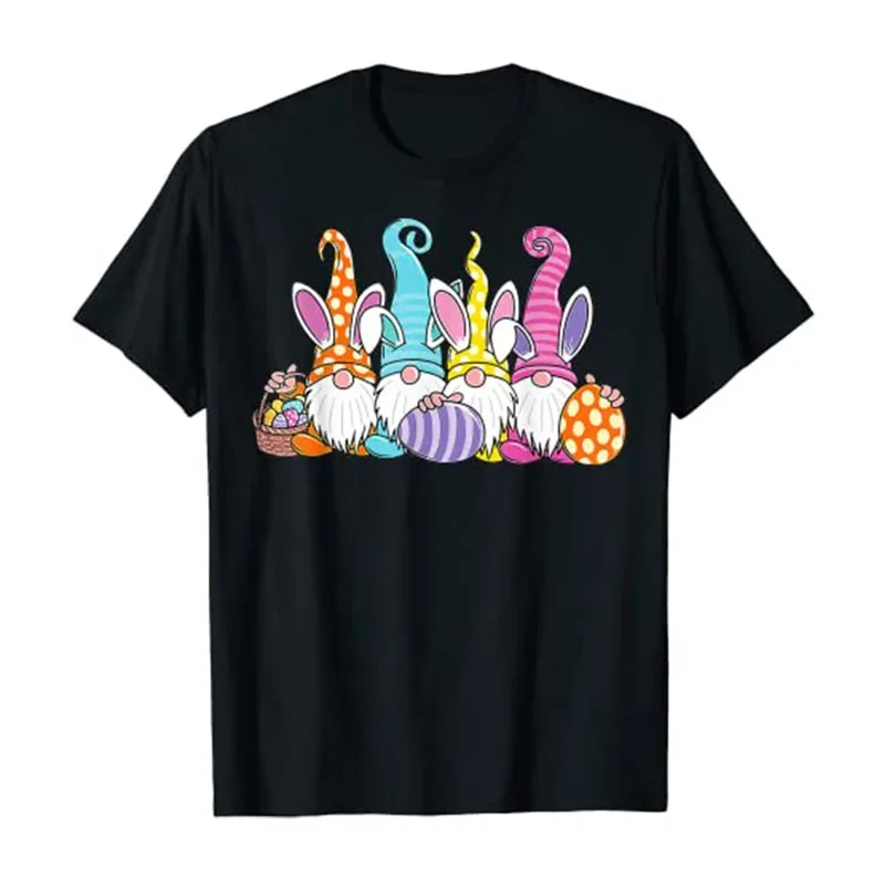 Easter Bunny Spring Gnome Easter Egg Hunting and Basket Gift T-Shirt Cute Rabbit Graphic Tee Tops Cartoon Apparel Gifts