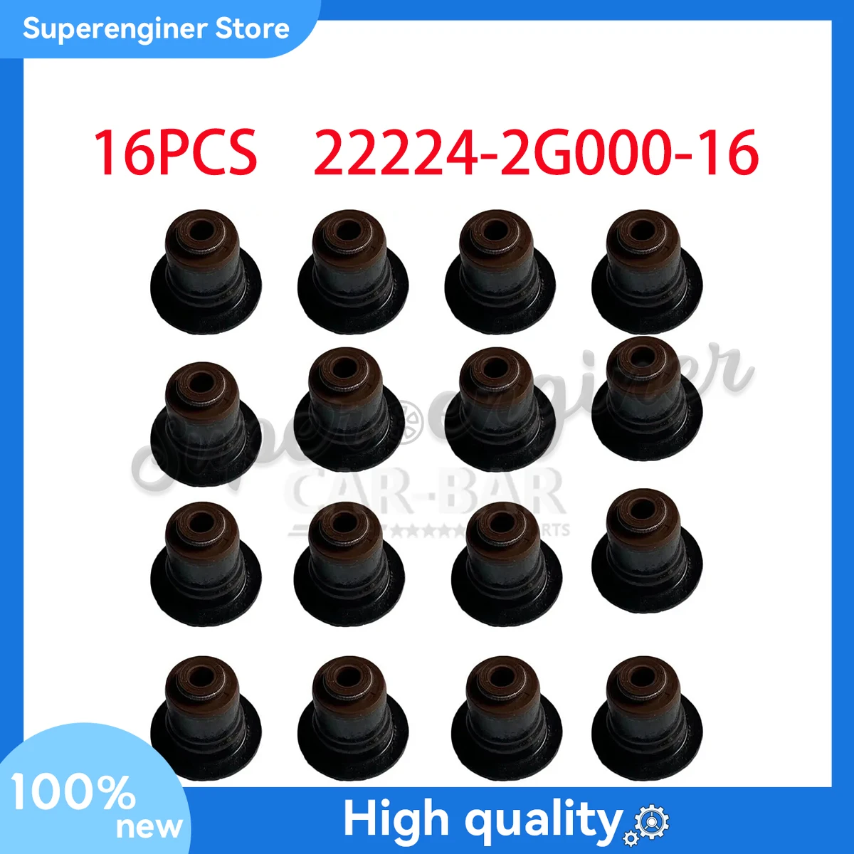 16pcs Valve Stem Oil Seals 222242G000  for Hyundai Kia 1.6L 1.8L 2.0L 2.4L 2006-2010 2011 2012 2013 2014 2015 2016 2017