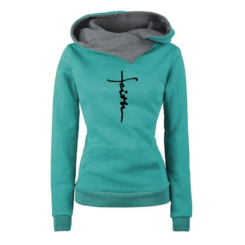 Felpe da donna sportive autunno inverno Moda di qualità Felpe con cappuccio versatili Stampa Pullover a doppio colletto Abbigliamento quotidiano all'aperto