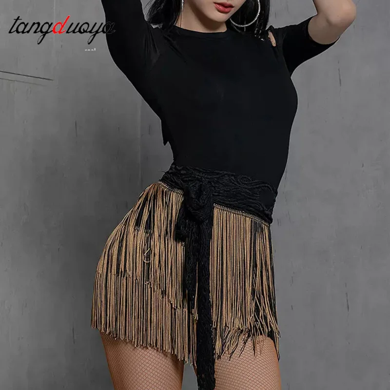 Latin Dance Skirt Adult Latin Dance Hip Scarf Practice Latin Tassel Wrap Scarf Fringe Ballroom ChaCha Dance Costumes