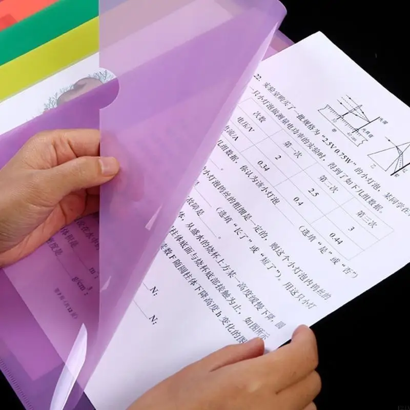 

6 Colors A 4 Plastic Sleeves L Type Folder Plastic Folder for Document