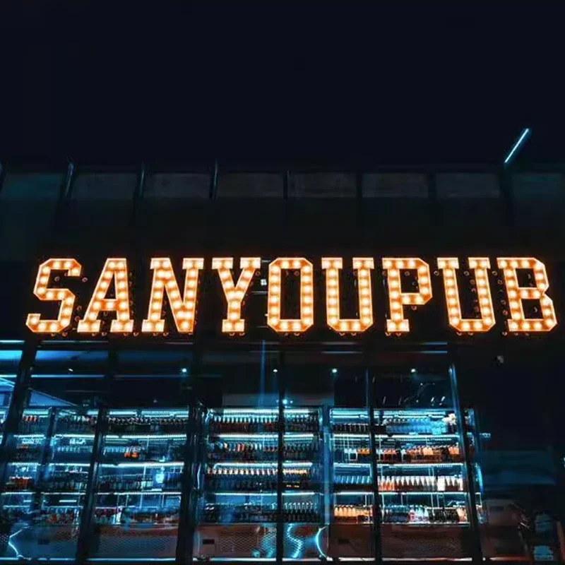 Custom Customized Retro light bulb luminous characters make signs 3d acrylic led  Advertising Magic Light Box  letter signs