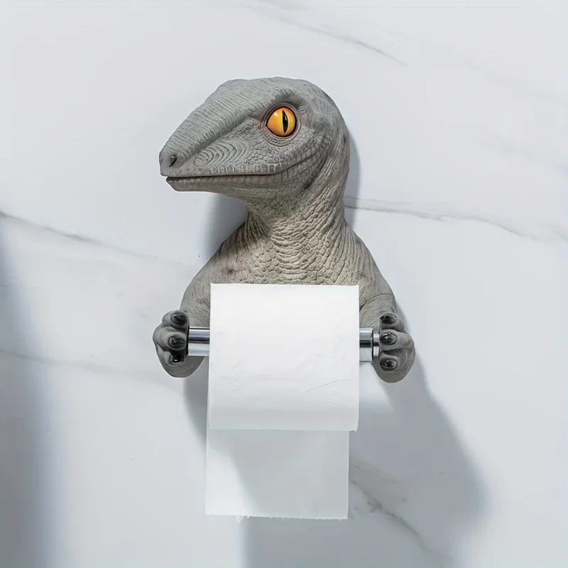 

Creative Dinosaur Toilet Roll Paper Holder Bathroom Tissue Dispenser Container Resin Household Hanging Storage Rack Wall Mounted