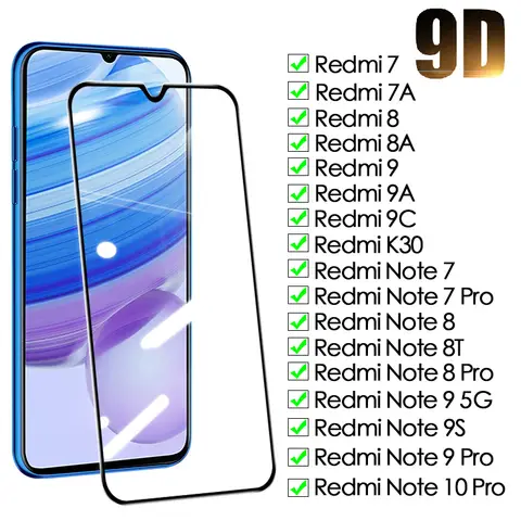 9D Schutz Glas Für Xiaomi Redmi Hinweis 7 8 8T 9 9S 10 Pro Gehärtetes Screen Protector 7A 8A 9A 9C Sicherheit Film