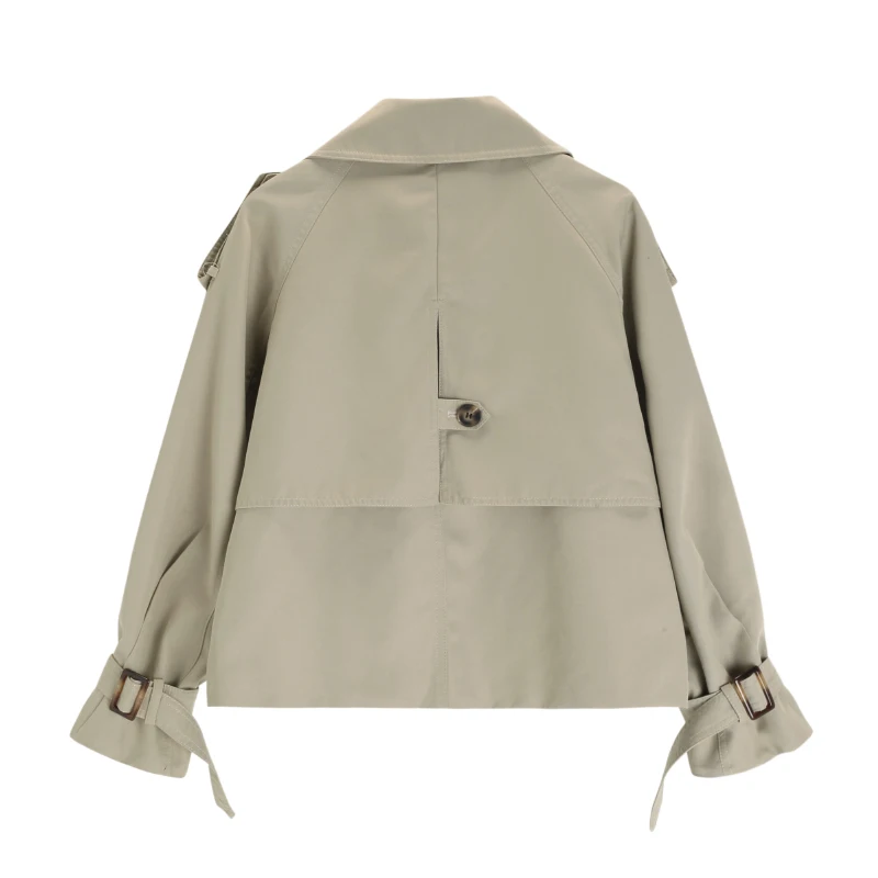

Korean Sle Chic Casual ort Coat Women's Spring Autumn New Drop Waist Workwear Sle Outerwear Top Collar Double Button