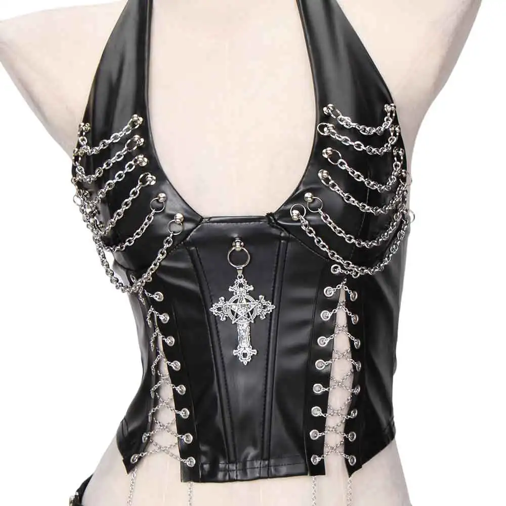 Gothic Top Y2K Kleidung Damen-Tanktops Emo-Bekleidung Gothic Boho Tops mit Spikes Punk Rock Teenager Festival Spikes-BH Grunge T-Shirt