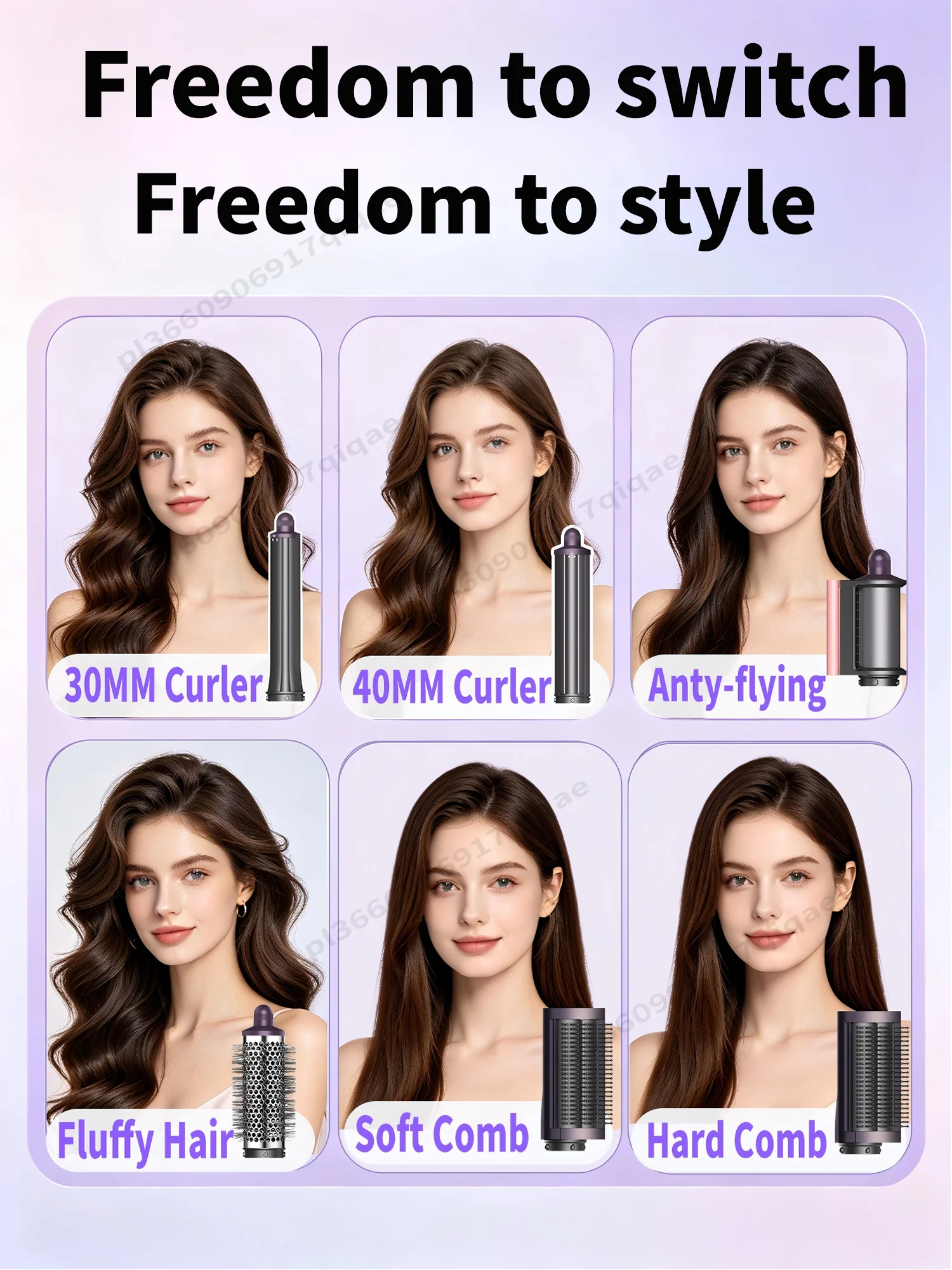 Hochwertiger 6-in-1-Multifunktions-Haarstyler & Haartrockner mit automatischer Lockenfunktion, Warmluft-/Kaltluft-Styling-Werkzeug, Haarglätter, Lockenstab, Bürste, Salon-Styling-Geschenk für Frauen