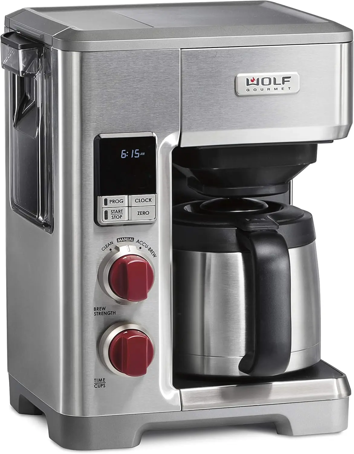 Programmable Coffee Maker System with 10 Cup Thermal Carafe, Built-In Grounds Scale, Removable Reservoir, Red Knob