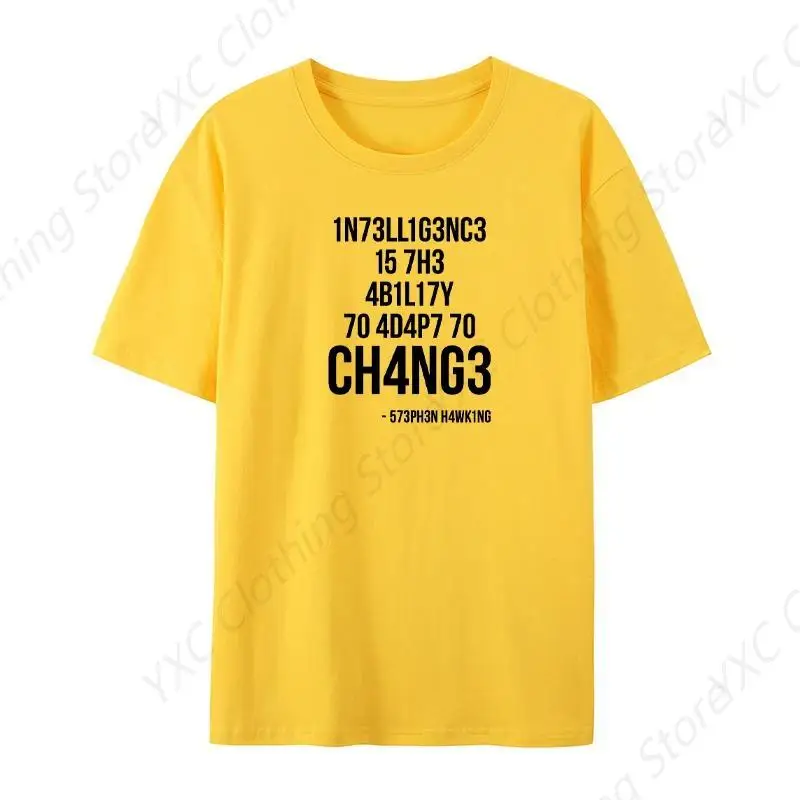 Is the Ability to Adapt to Change Letter Print Men's T-shirt- Short Sleeve Crew Neck Soft Fitted Tees S - 6XL Fresh