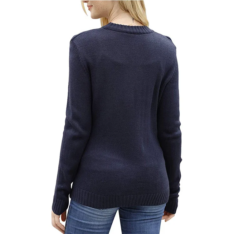 

Round Neck Reindeer Embroidery Slim Fit Loose Knit Pullover Sweater for Winter Women's Casual Loose Long Sleeved Knit Sweater