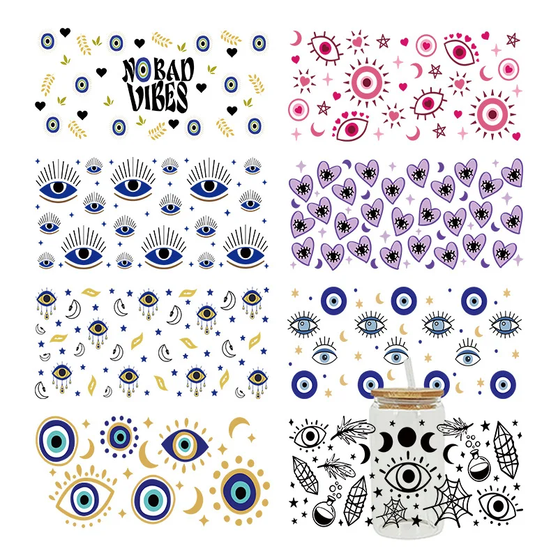 

UV transfer stickers glass crystal label crystal stickers cross-border special stickers for 16oz glass cups 23cmX11cm