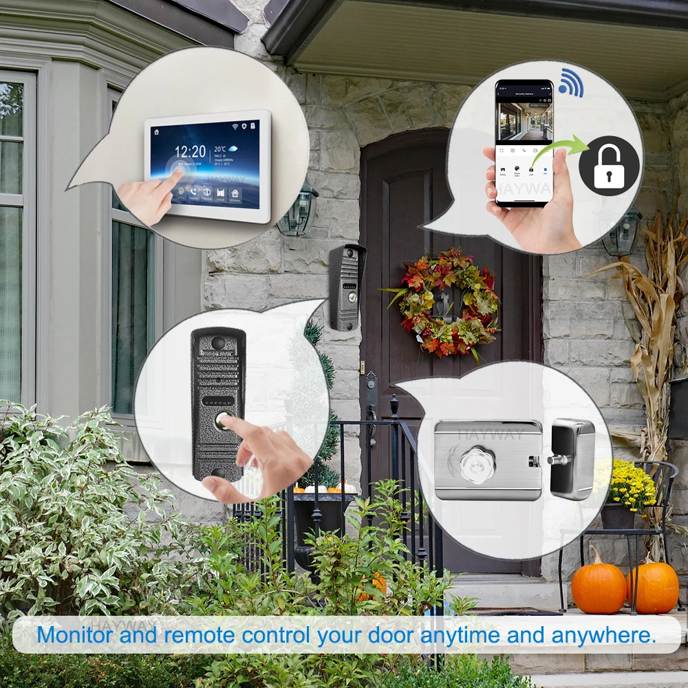 Hayway Tuya Wireless Video intercom Kit 10 "IPS Full Touch Screen 1080P Camera With Mobile Detection Support one-key Unlock