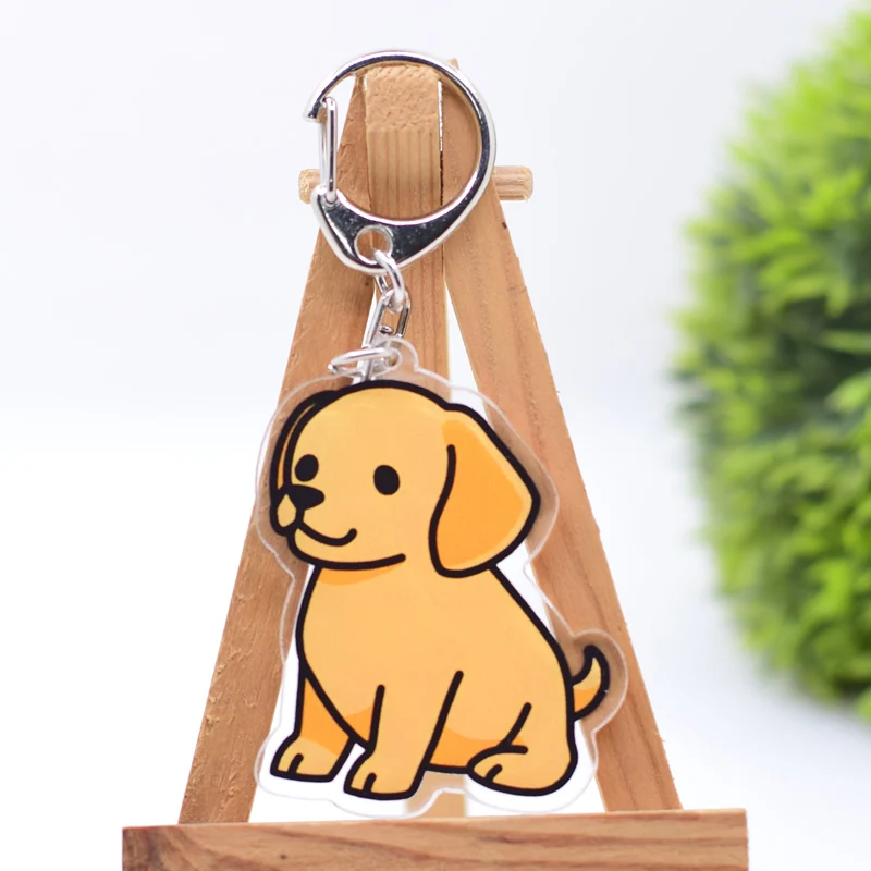 Cute Dogs Keychain Arcylic Cartoon Figures Keyrings  Accessories Kids Gift