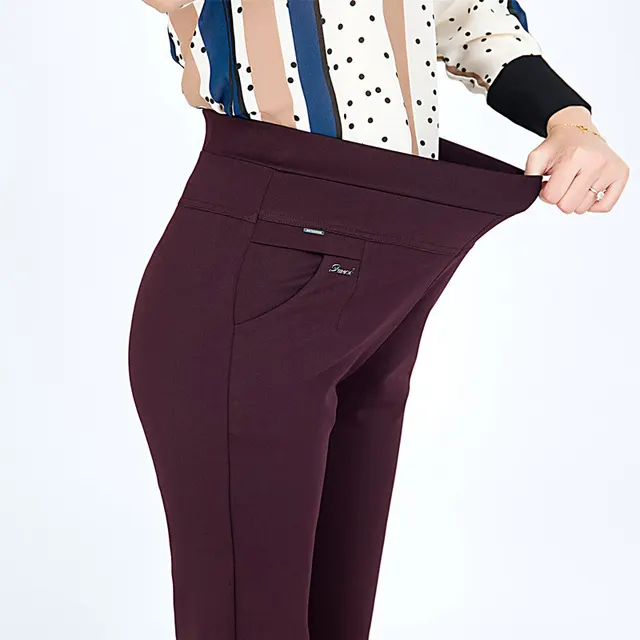 2025 S-6XLNowe jesienne zimowe spodnie damskie Plus Size Moda Jednokolorowe elastyczne spodnie Skinny z wysoką talią Dopasowane damskie spodnie ołówkowe
