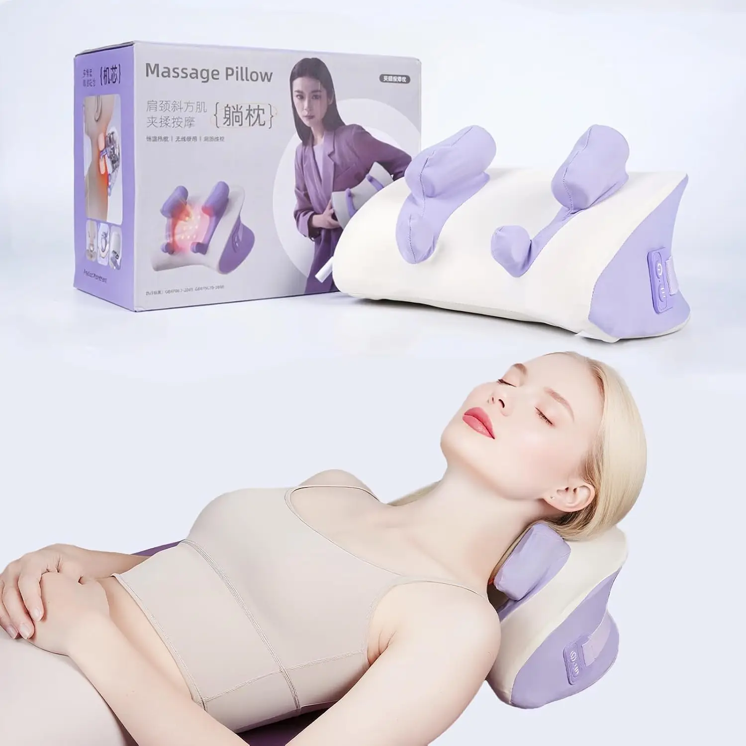 

Neck Massage Pillow Cervical Massager Waist Back Shoulder Shiatsu Kneaded Multifunctional Hot Compress Relaxation Gift