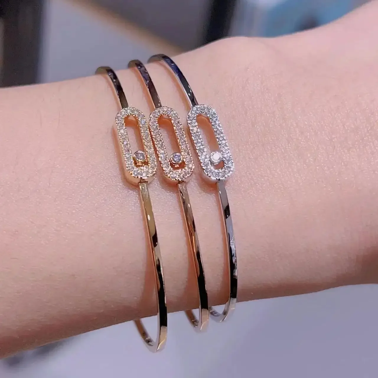 

Французский браслет для пары «Вечная любовь» - ювелирные изделия из чистого серебра 925 пробы с полыми бриллиантами из розового золота, романтический подарок на годовщину на день рождения