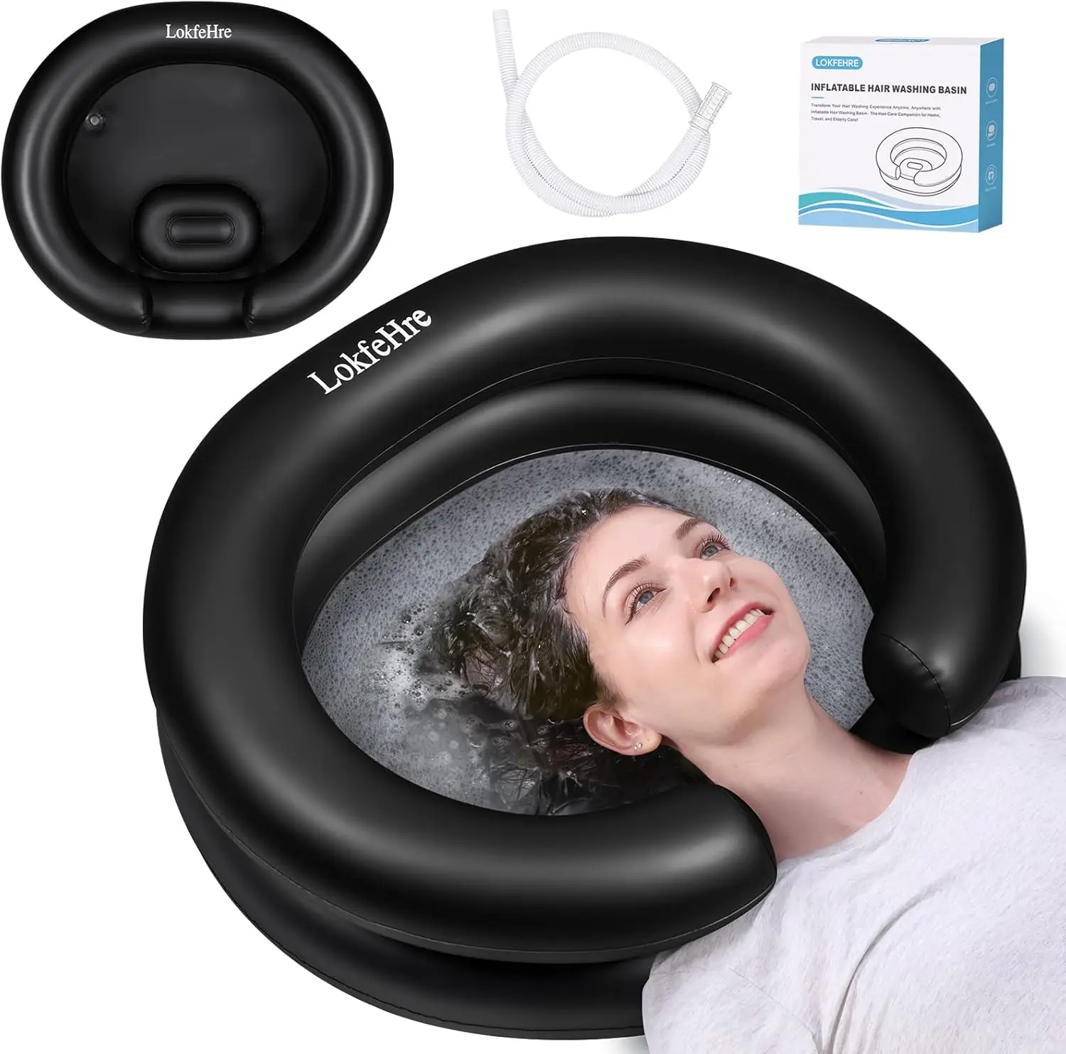 

Inflatable Shampoo Basin with Neck Support, Leakproof PVC Sink for Bedridden Elderly and Disabled Home Care
