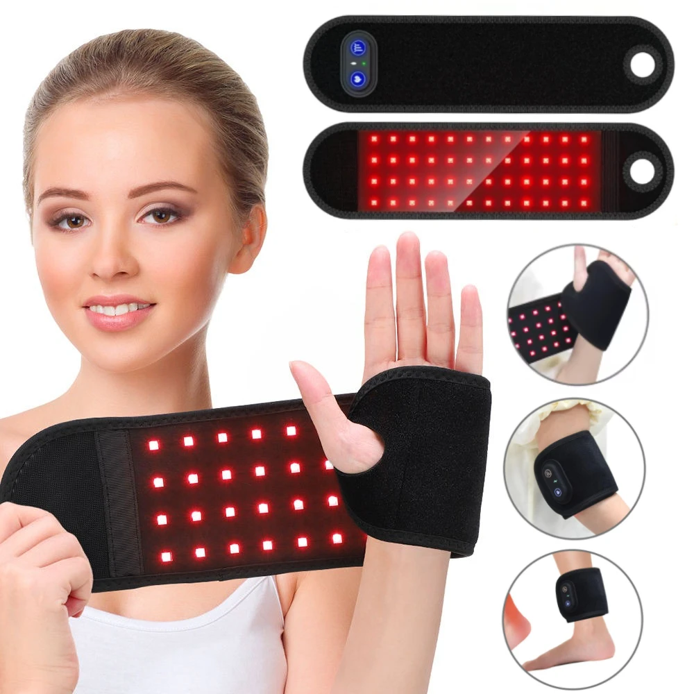 

Wireless Red Light Therapy Sports Wrist Wraps 660nm 850nm 48 Lamp Beads Infrared Belt Support Brace Waist Heat Pad Hand Massager