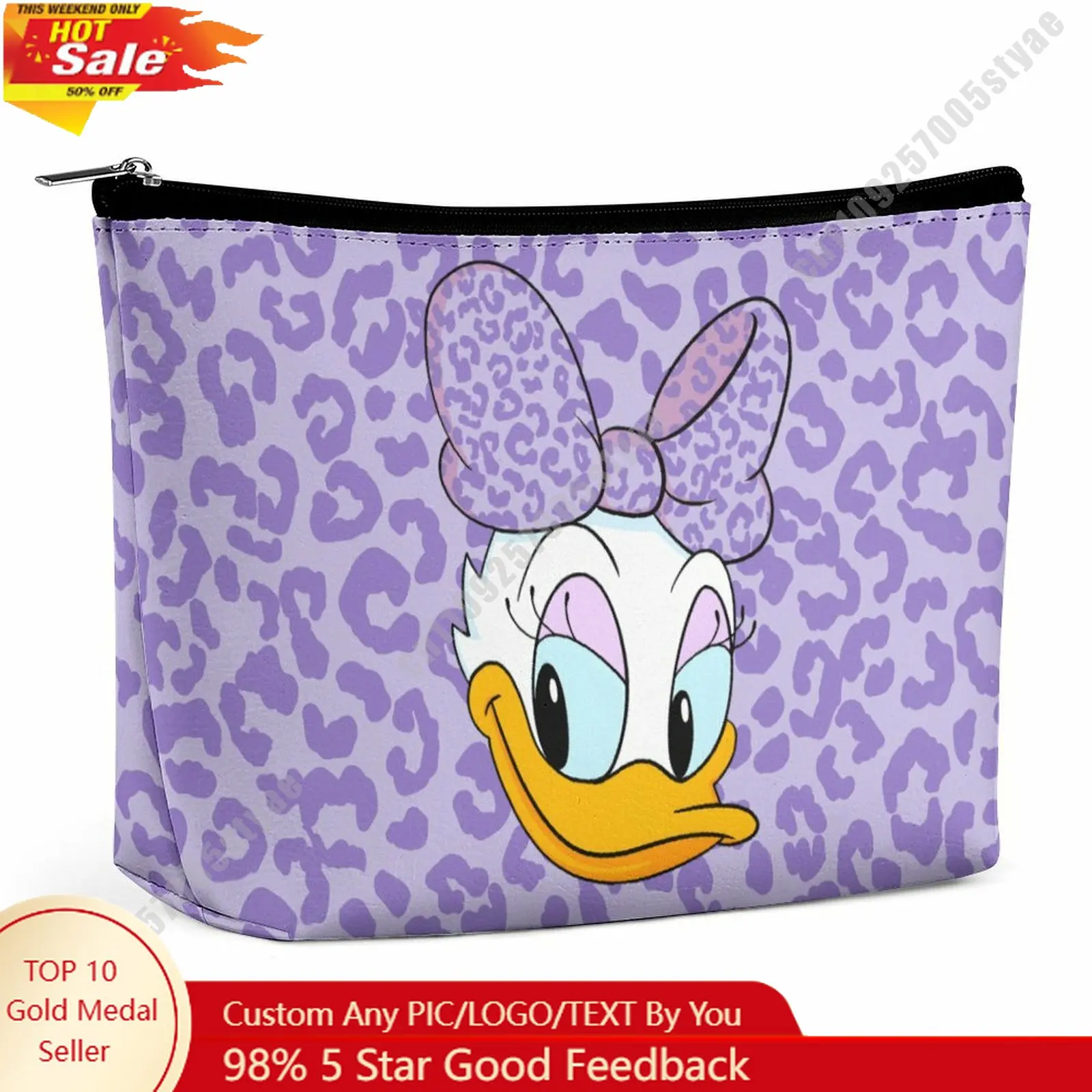 

Daisy Duck Cosmetic Bag Disney Cartoon Role DIY Customized Graphic Design Personalized Creation Holiday Gift Cosmetic Storage