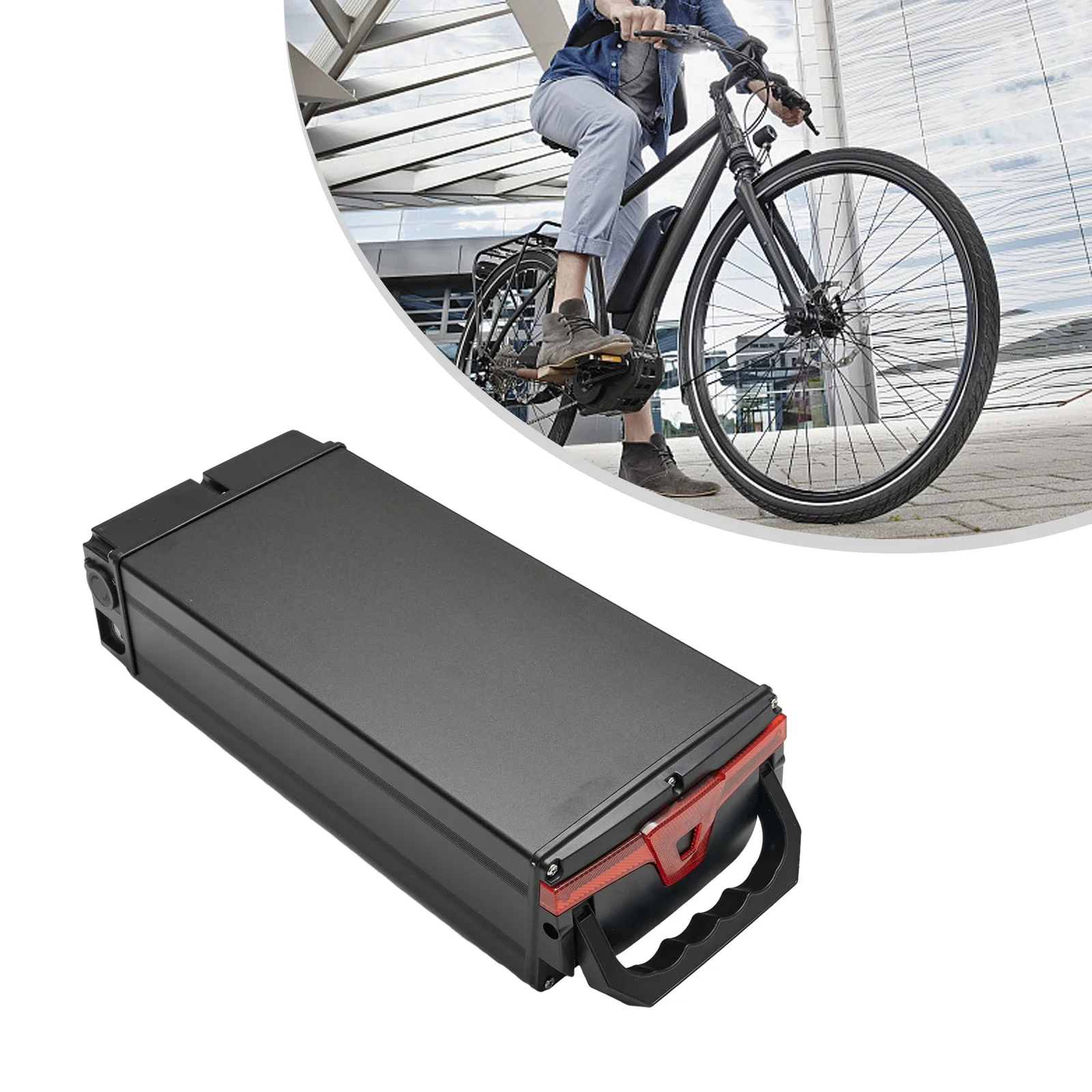 

Case Battery Box 385x172x95mm Aluminum Alloy Black E-Bike Electric Bike Portable W/ 2*Key 1865o/21700 Lithium Battery Durbale