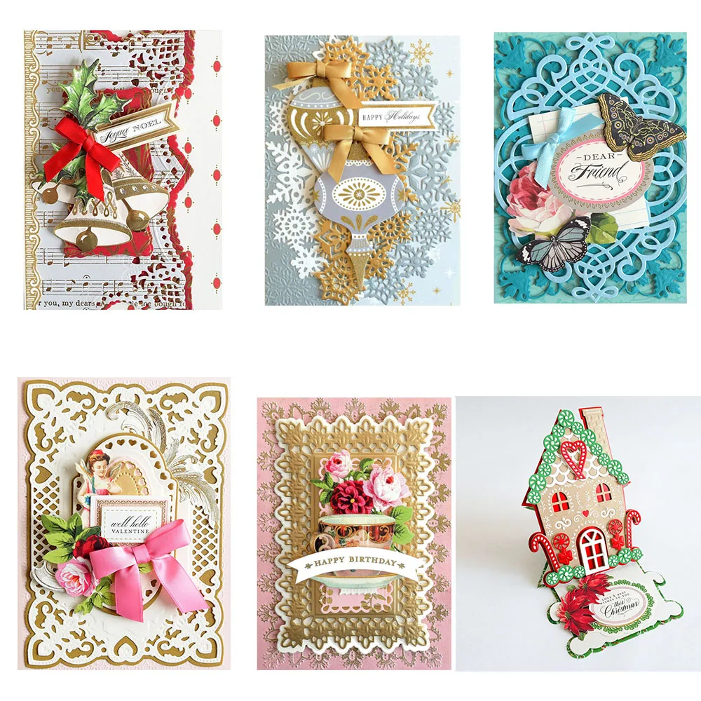 Lovely Concentric Festooned Frame Cutting Dies Radial Christmas Border Gingerbread DieCut For DIY Scrapbooking Craft Card Making