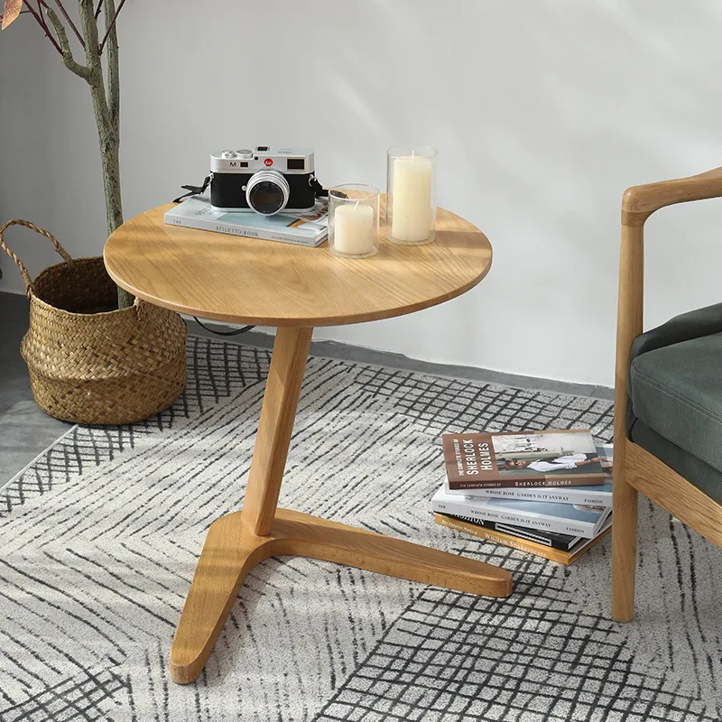 Nordic Style Solid Wood Side Table Sofa Side Table Living Room Small Coffee Table for Small Spaces Bedroom Rustic Walnut