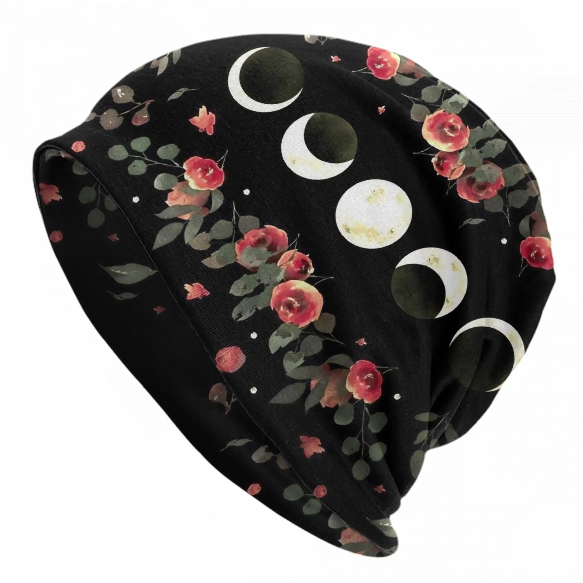 Sun and Moon Bonnet Hats Cool Street Skullies Beanies Hat Mysterious Foral Unisex Spring Thermal Elastic Caps