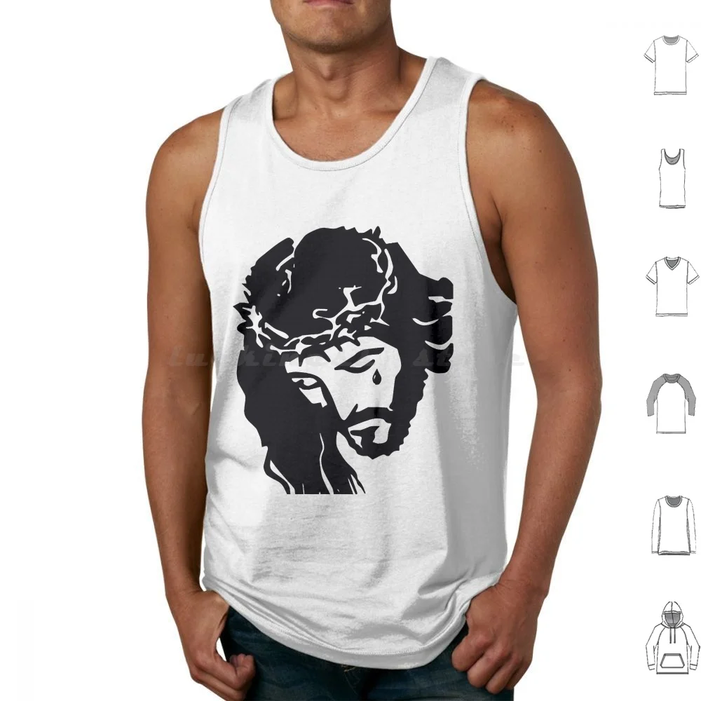 Jesus Crown Of Thorns Tank Tops Print Cotton Jesus Crown Of Thorns