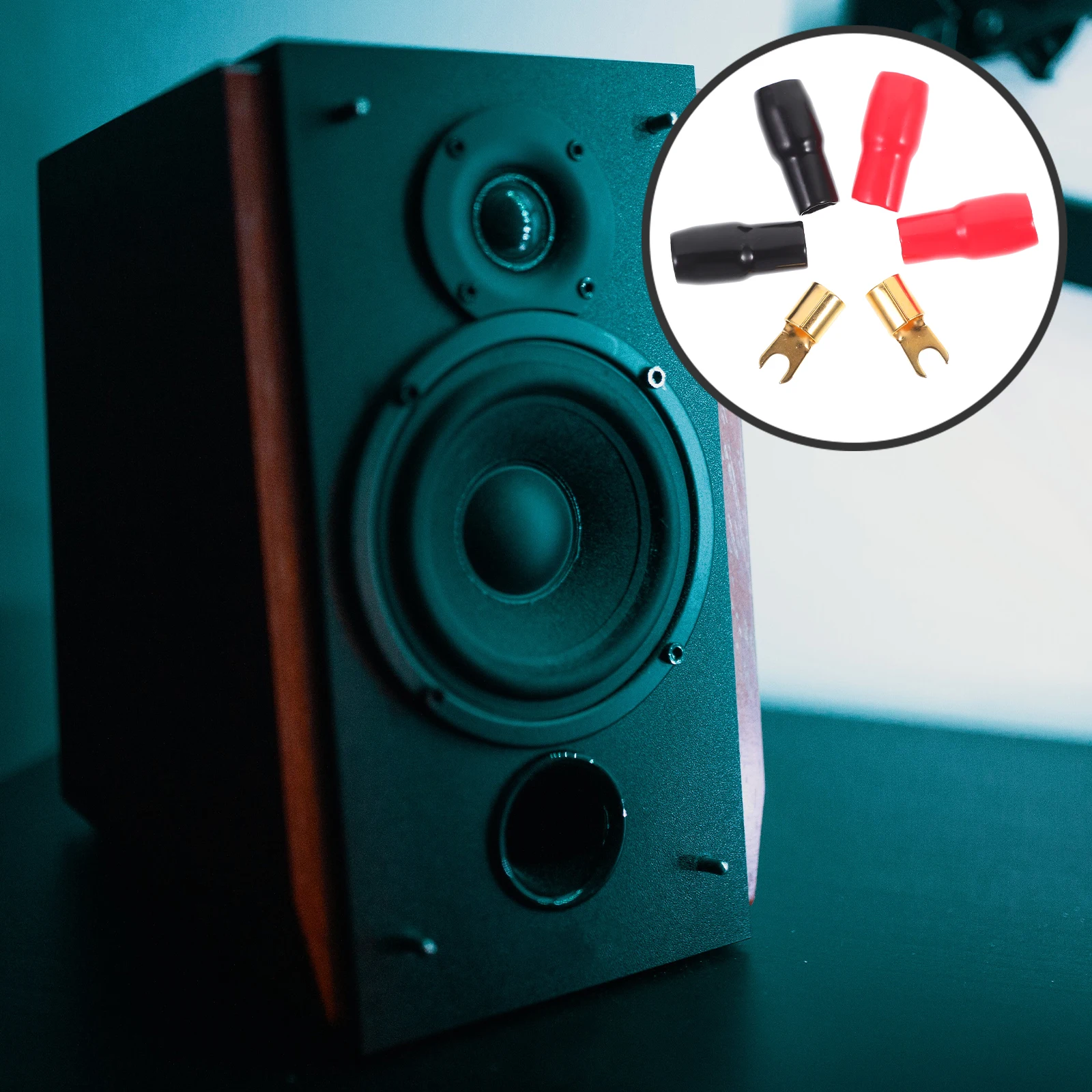 

5 Pairs Crimp Terminals 4ga Terminal Red Black Wire Connectors Speaker Fork Bananas Safe Power Flow