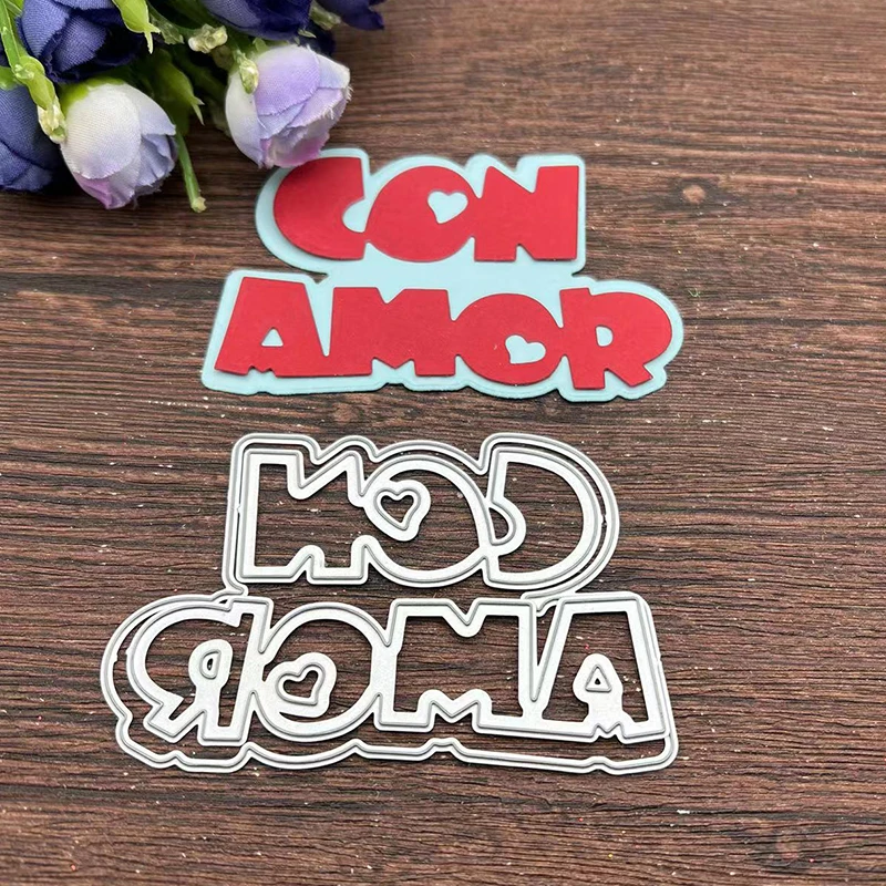 New Spanish word love lace Metal Cutting Dies Stencils For DIY Scrapbooking Decorative Embossing Handcraft Template