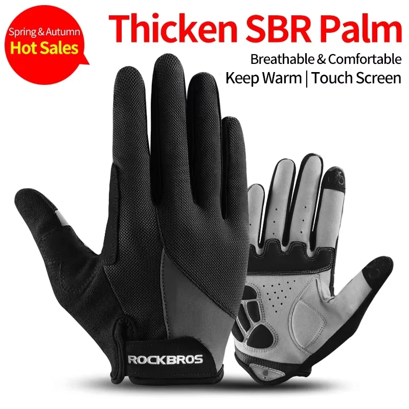 ROCKBROS Winddichte Fahrradhandschuhe Fahrrad Touchscreen Reiten MTB Fahrradhandschuh Thermal Warm Motorrad Winter Herbst Fahrradbekleidung