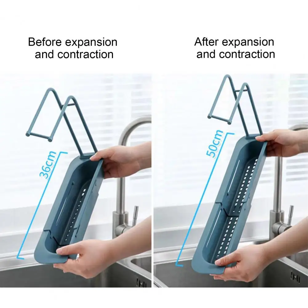 Expandable Sink Rack Telescopic Sink Storage Shelf with Ventilation Drainage for Easy Installation Multifunctional Kitchen Towel