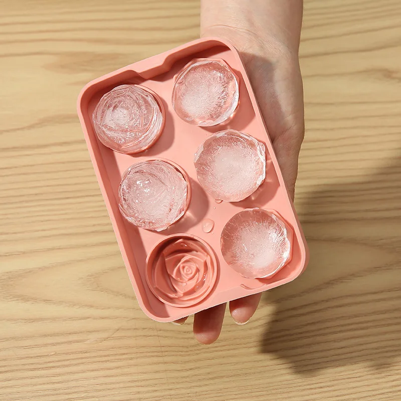 1Pcs 6 Grids Silicone Ice Cube Form Rose Shape Icecream Mold Cocktail Mould Bar Tools Freezer Cream Ball Maker Reusable Whiskey