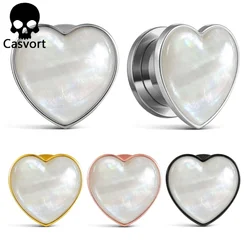 Casvort 2PCS Fashion Heart Conch Ear Tunnels Plugs Body Jewelry Elegant  Ear Gauges Piercing Stretchin Women Gift Expander
