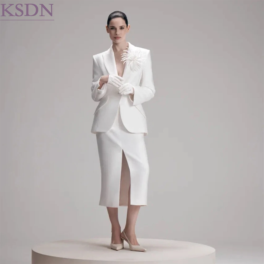 Modern White Women's Suits 3 Piece High Quality One-Button Slim Fit Jacket Vest With Skirts Business Event Full Sets Blazer