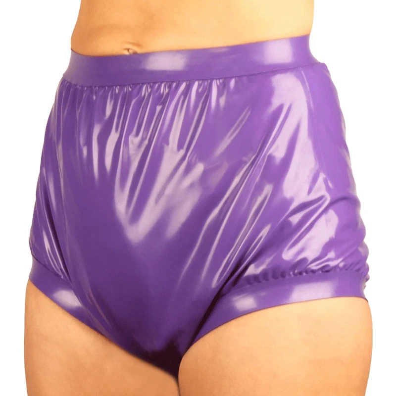 

High Waist Latex Panties Shorts Purple Rubber Underwear Handmade Sexy Fetish for Women Customize
