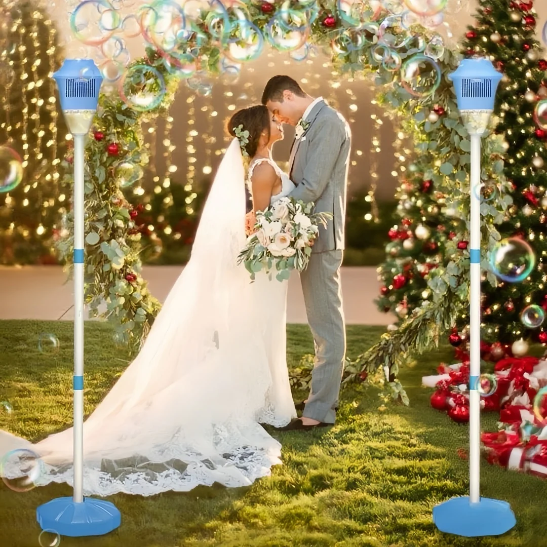 آلة فقاعات الموسيقى الكهربائية ذات الارتفاع القابل للتعديل - مصنوعة من البلاستيك المتين، وهي مناسبة للسيناريوهات الخارجية مثل عيد الميلاد