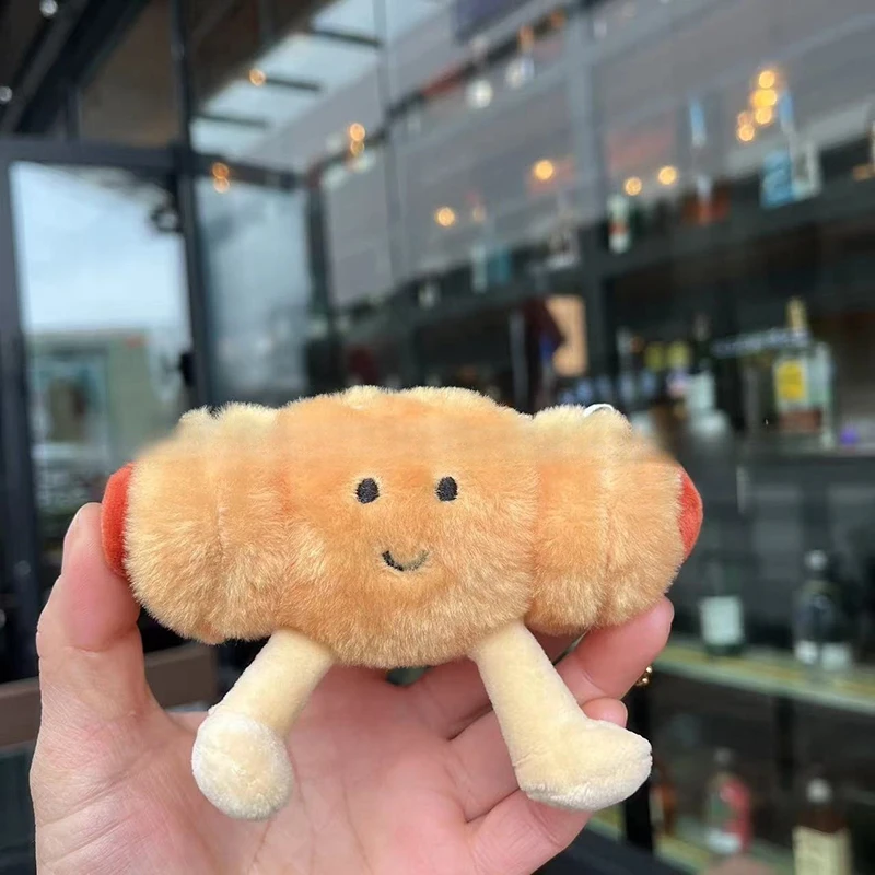 Cute Bread Sausage Plush Doll Toys Keychain Cartoon Ham Sausage Stuffed Filling Keyring Bag Pendant Backpack Charms Decor Gifts