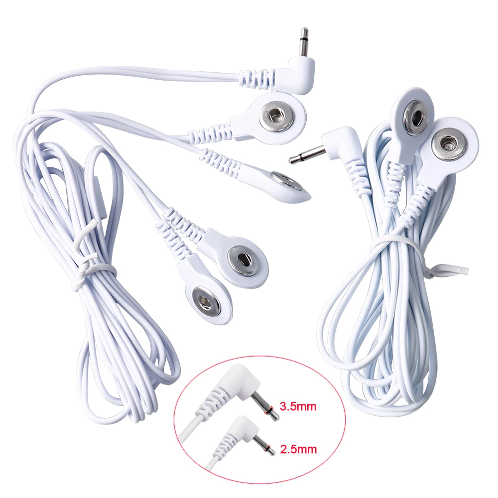 2 Way+4-Way Electrode Wire Button Cable For EMS Muscle Stimulator Electrode Pads TENS Unit Massage Machine Lead Wires Cables