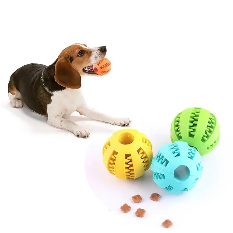 Pet Toys Stuck Food Alone To Relieve Boredom Dog Ball Teething Rubber Elastic Solid Ball Dog Toys Leaky Food Ball Dog