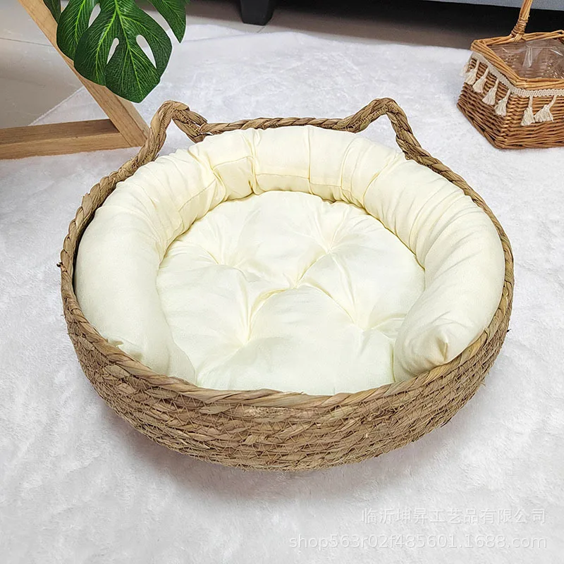 Handmade rattan woven cat litter, removable mat, Washable, neat, universal, seasonal, warm, pet store, accessories, 4 seasons,