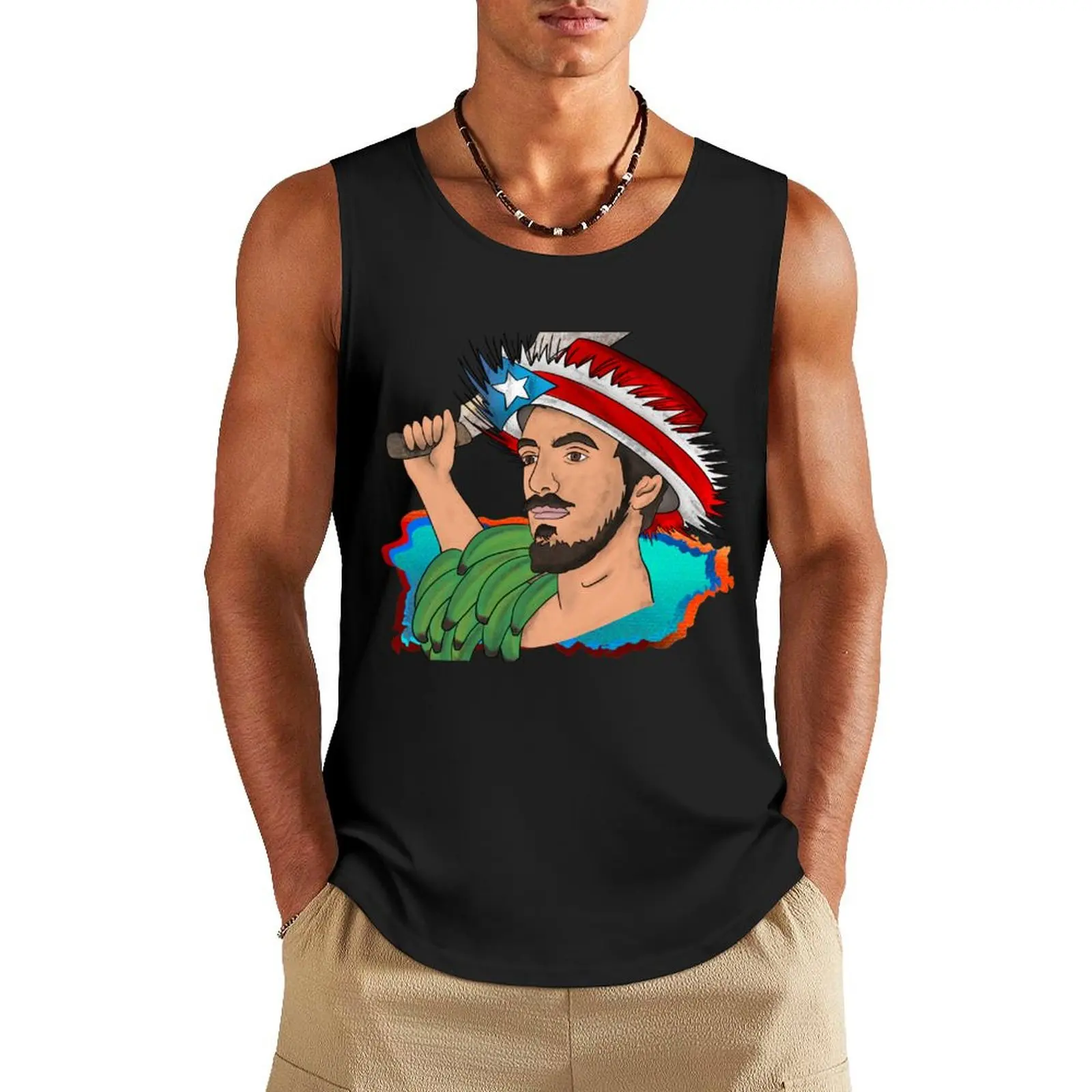 

Jíbaro soy with machete in hand Tank Top gym accessories man male top