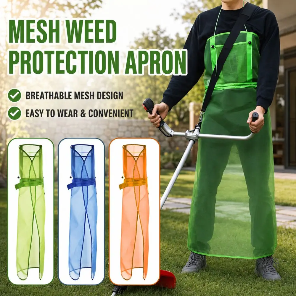 Mesh Lawn Mower Apron Breathable with Pocket Garden Work Apron Adjustable Solid Color Weeding Apron For Trimming Landscaping