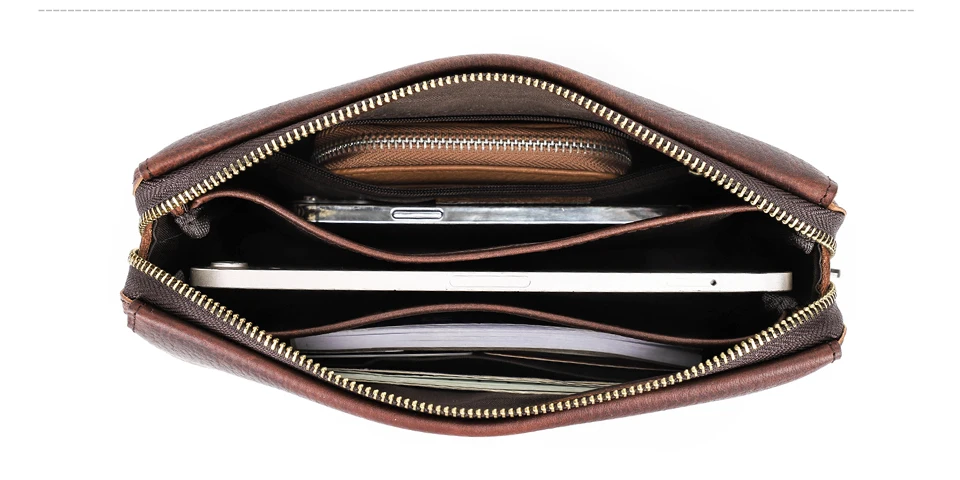 CONTACT'S Herren-Clutch mit Passwortschloss-Design, Langlebige Handtasche mit Reißverschluss, Herren-Geschäftslangbörse aus Echtleder, Handytasche – Detail 20